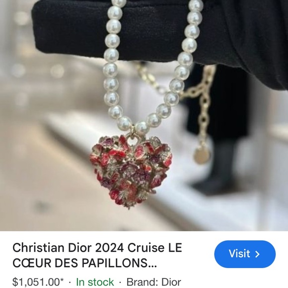 RARE Dior 2024 Pearl Heart of Butterflies  Pendant Necklace 2024 Cruise - Picture 11 of 12